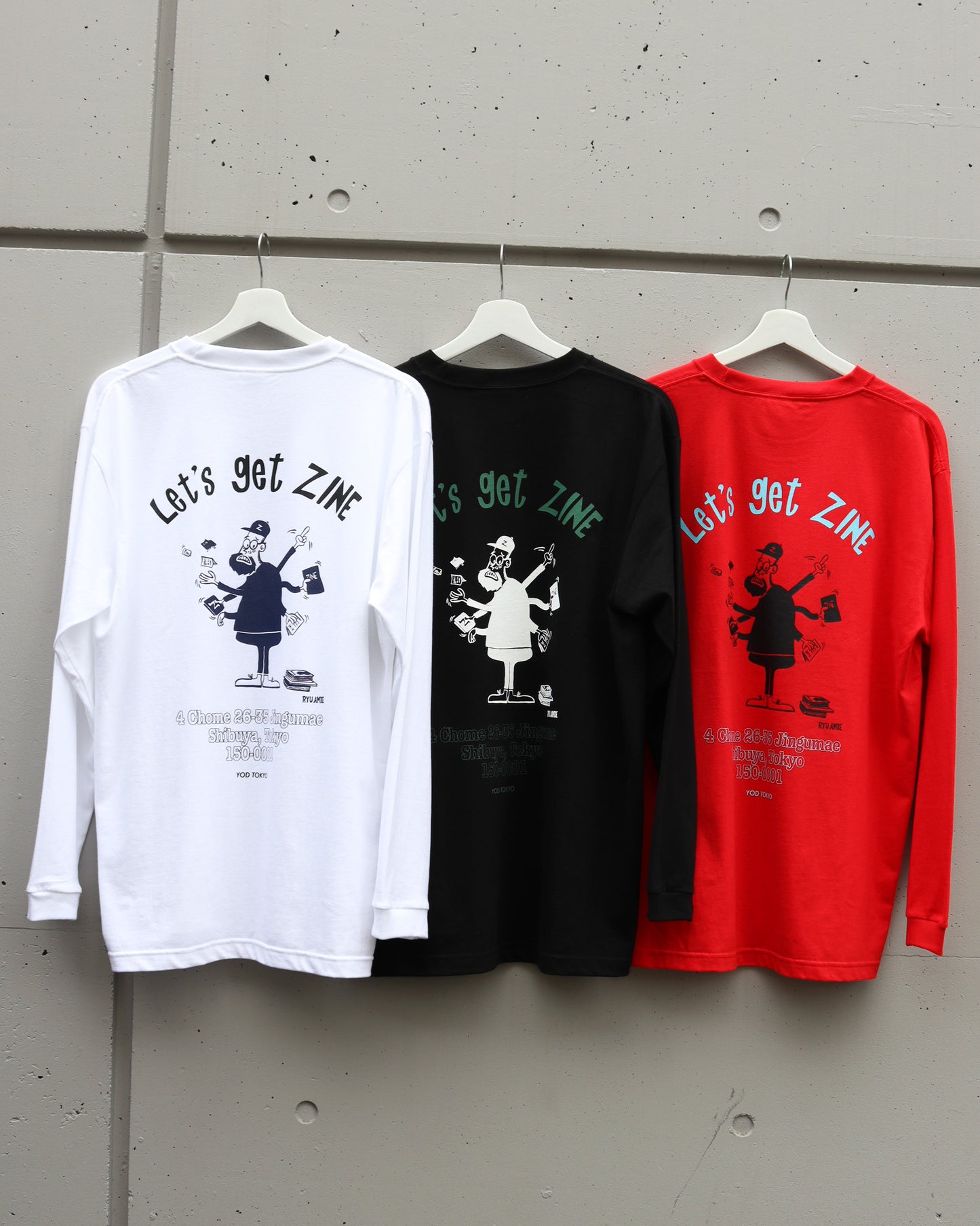 【Ryu Ambe】Long sleeve T-SHIRT　Let's get ZINE